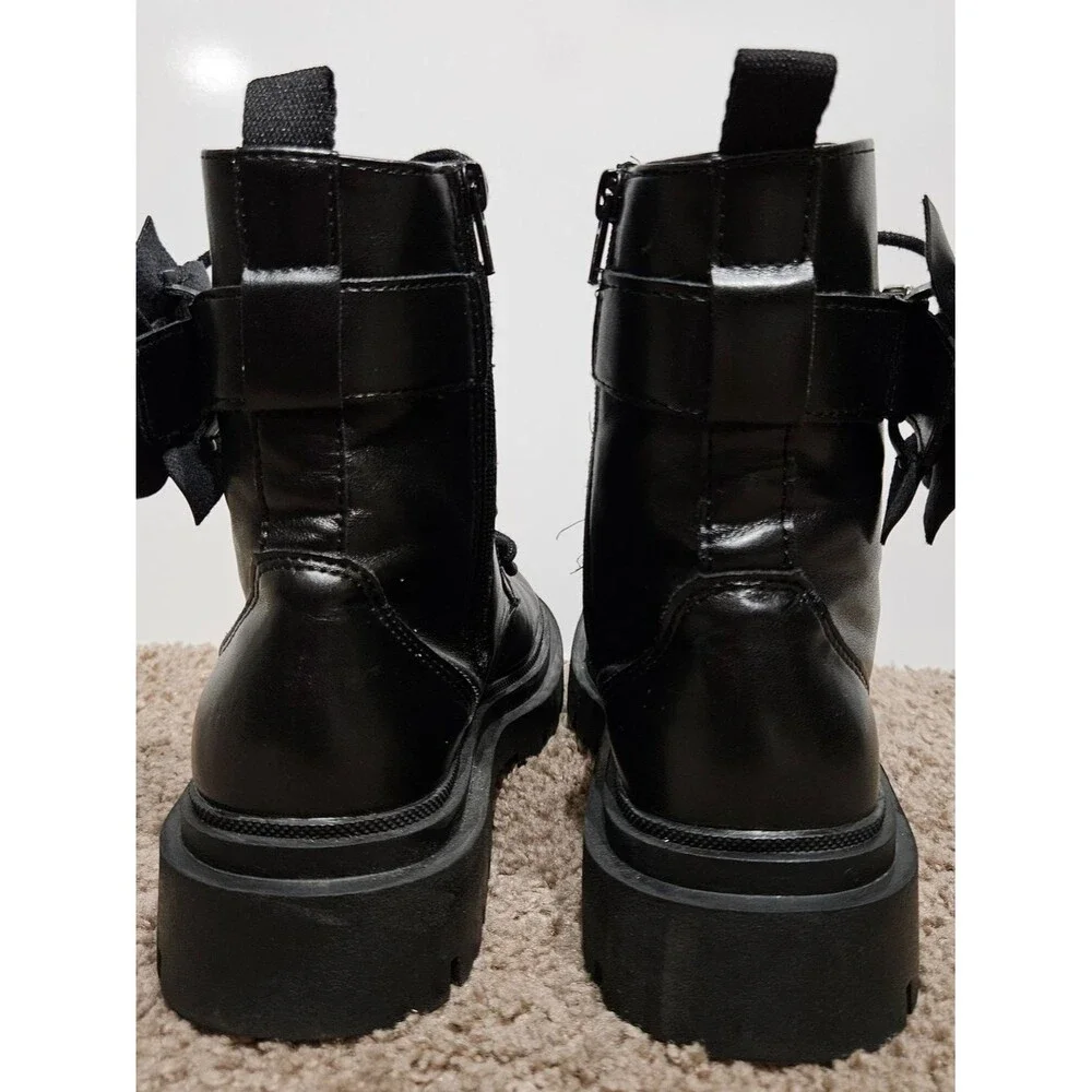 ZARA Girls Chunky Combat Boots Black | Floral Detail  | Trendy